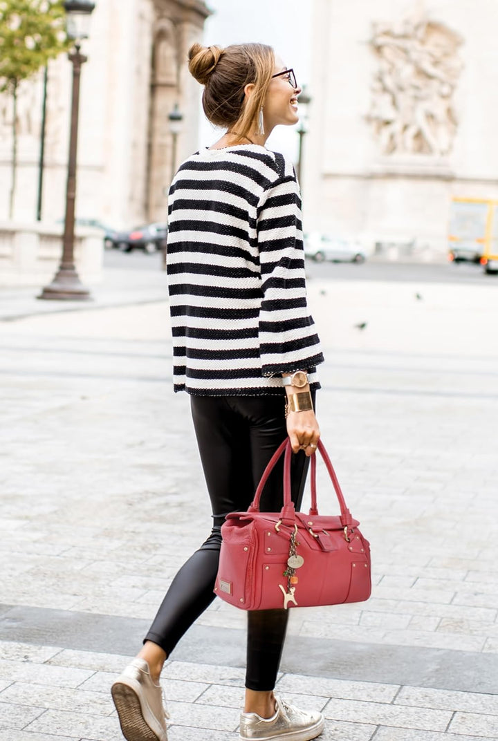 Catwalk Collection Handbags - Leder - Umhängetasche/Ledertragetasche/Henkeltasche - CLAUDIA Hellbrau