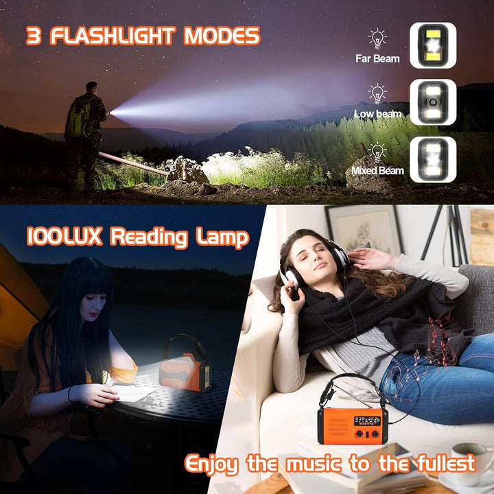 Notfallradio, Crank Wetterradio, 20000mAh Solarradio, Hand Kurbelradio mit AM/FM, tragbares Radio mi