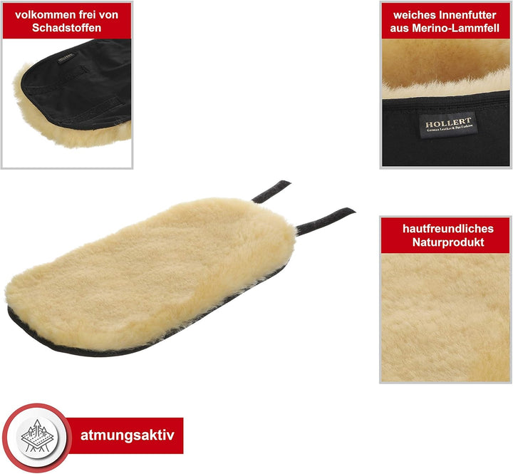 Hollert Lammfell Ellenbogenschoner Schwarz-Gelb (1 Stück) Gelenkschoner Ellenbogenwärmer 100% Merino