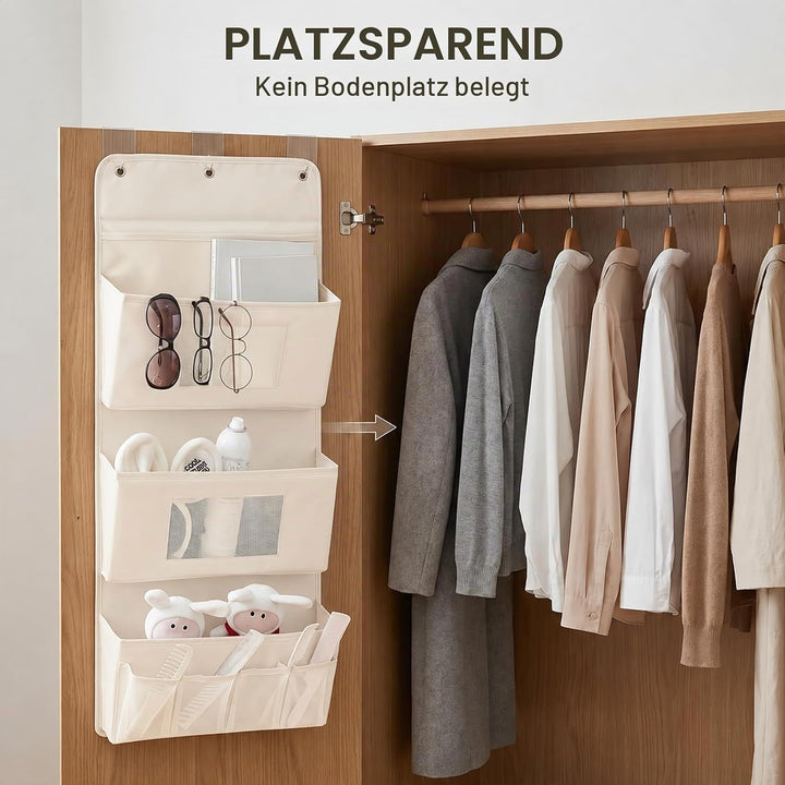 OMJMYY Hängeorganizer Tür 3-Schichten 40x90cm Für Schlafzimmer, Beige | Aufbewahrung Hängend, 3 Hake