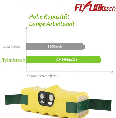 FLYLINKTECH Akku für iRobot Roomba,14.4V Ersatzakku für Roomba,4500mAh NI-MH Akku für iRobot Roomba