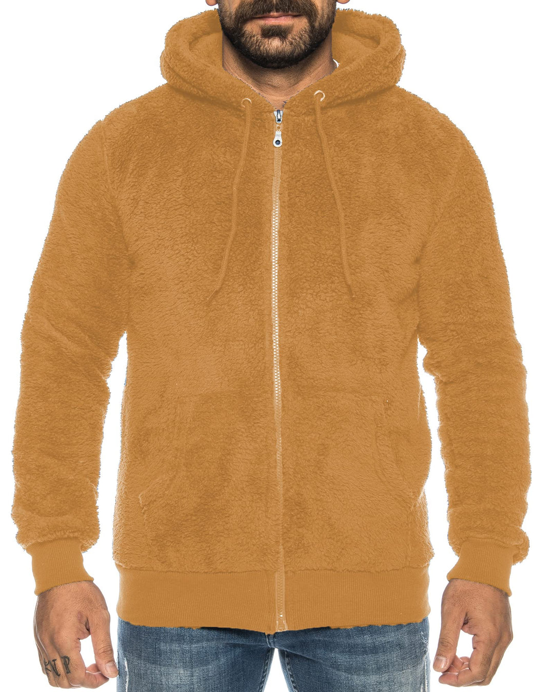 Raff &Taff Herren Kapuzenjacke Teddy Fleece Plüschjacke mit Kapuze Casuale Zip Hoodie Cardigan mit K