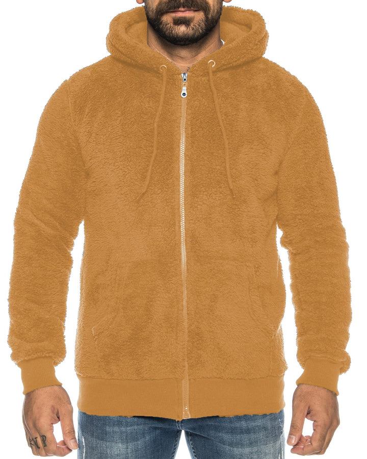 Raff &Taff Herren Kapuzenjacke Teddy Fleece Plüschjacke mit Kapuze Casuale Zip Hoodie Cardigan mit K