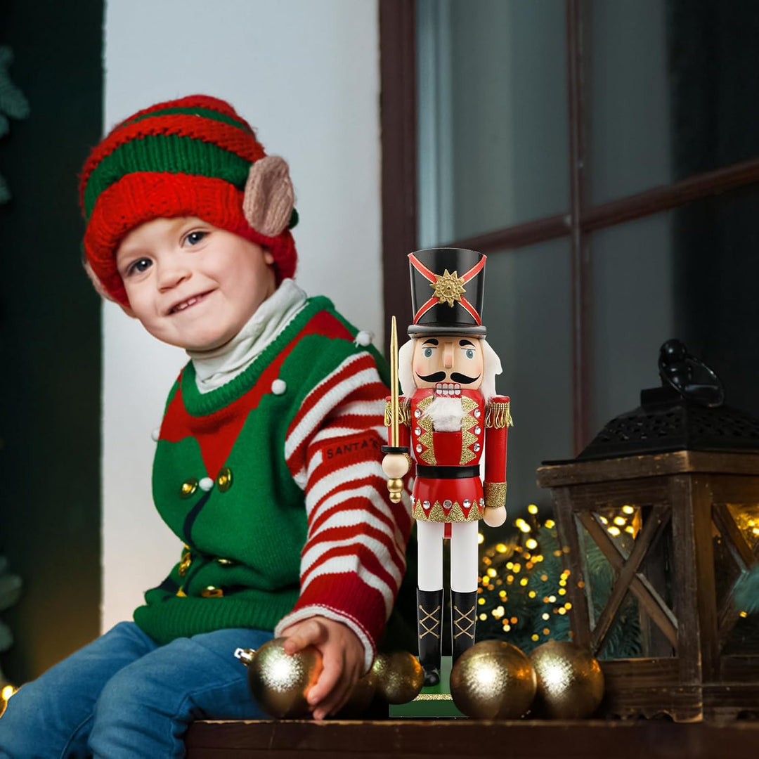 Jodsen Grosse Weihnachten Nussknacker Soldat Holz 38cm/15inchs Weihnachten Nussknacker Figuren Ornam