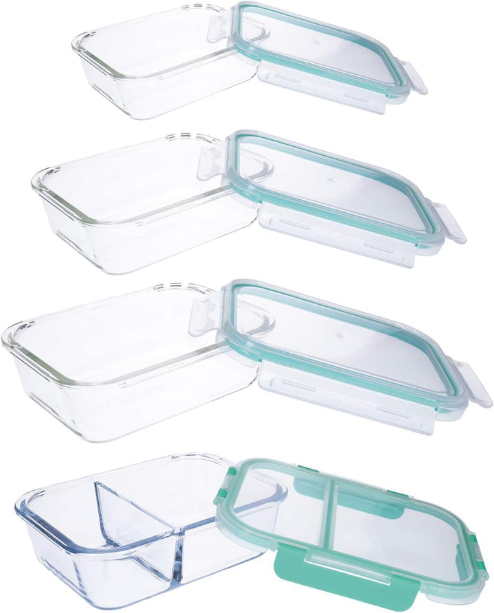 Frischhaltedosen-Set mit Deckel und Klipp-Verschluss, Behälter aus Thermo-Glas, hitze- und kältebest