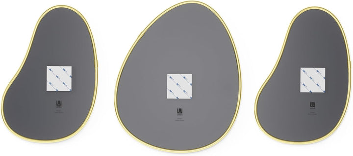 Umbra Hubba Pebble Wandspiegel Set, Moderne Design Spiegel mit Organischer Form, 3er-Set, Messing Me