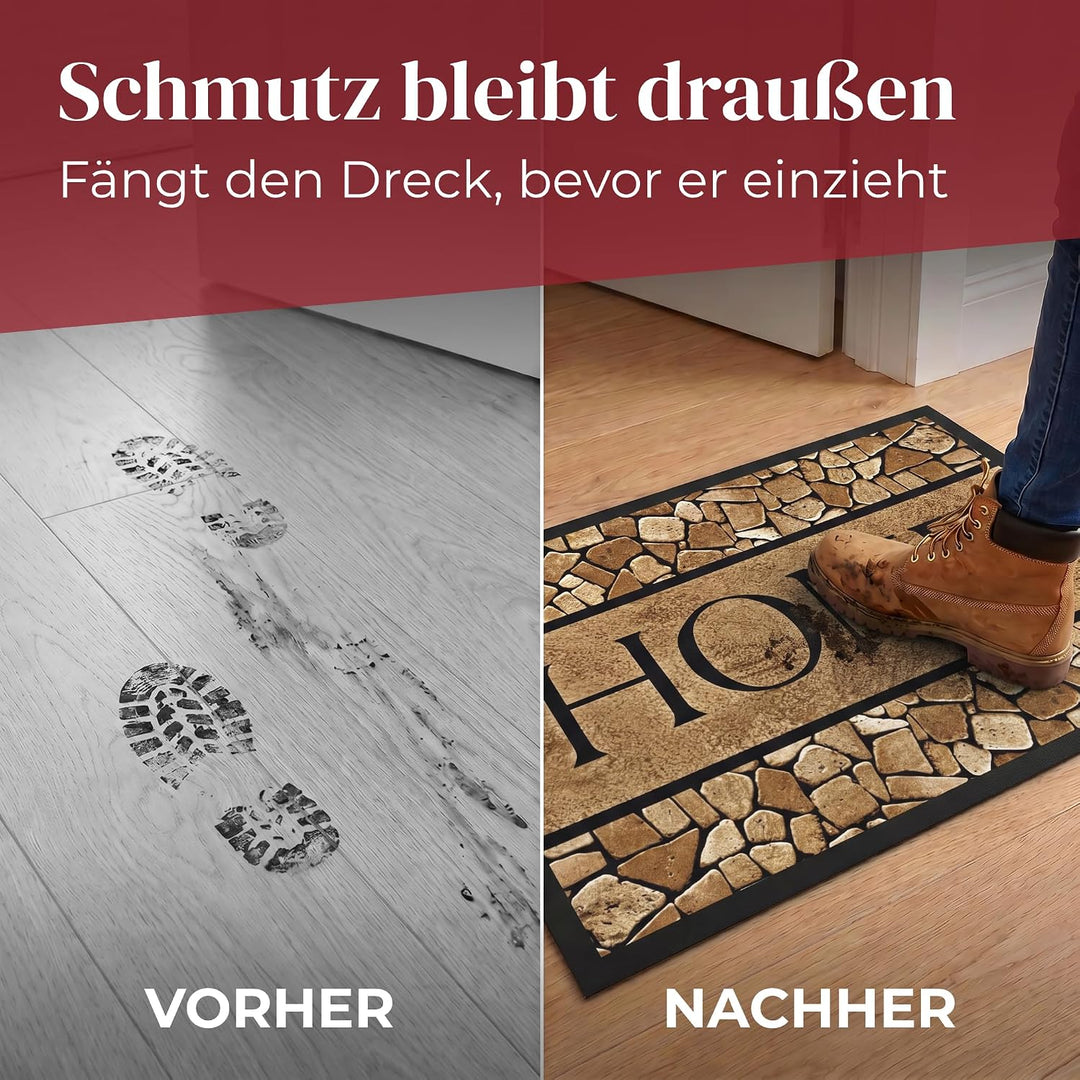 Hochwertige Fussmatte 60x80 cm (Large) – Schmutzfangmatte für Innen &amp; Aussen, rutschfest mit hoher S