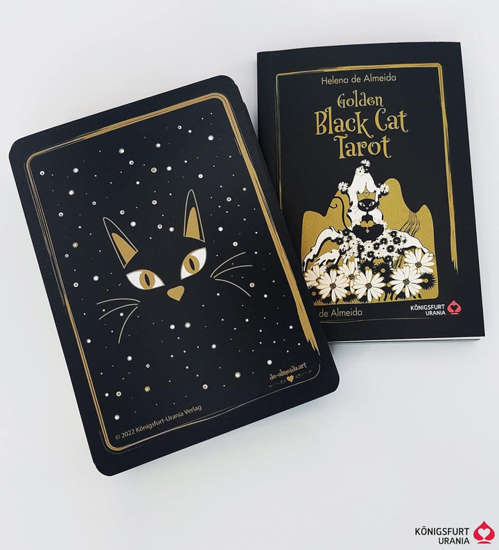 Golden Black Cat Tarot - Hochwertige Stülpdeckelschachtel mit Goldfolie: 78 Karten mit Golddruck und