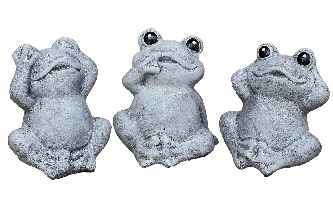 stoneandstyle Steinfigur 3 Frösche Nichts sehen Nichts hören Nichts Sagen Frostfest Steinguss