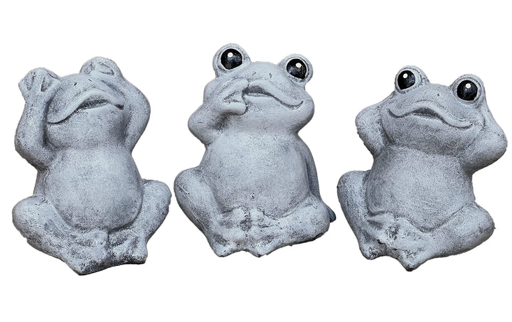 stoneandstyle Steinfigur 3 Frösche Nichts sehen Nichts hören Nichts Sagen Frostfest Steinguss