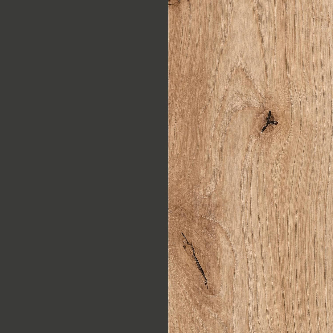 Habitdesign Couchtisch, Melamin Holz, Eiche Nodi und Anthrazit, Pequeña