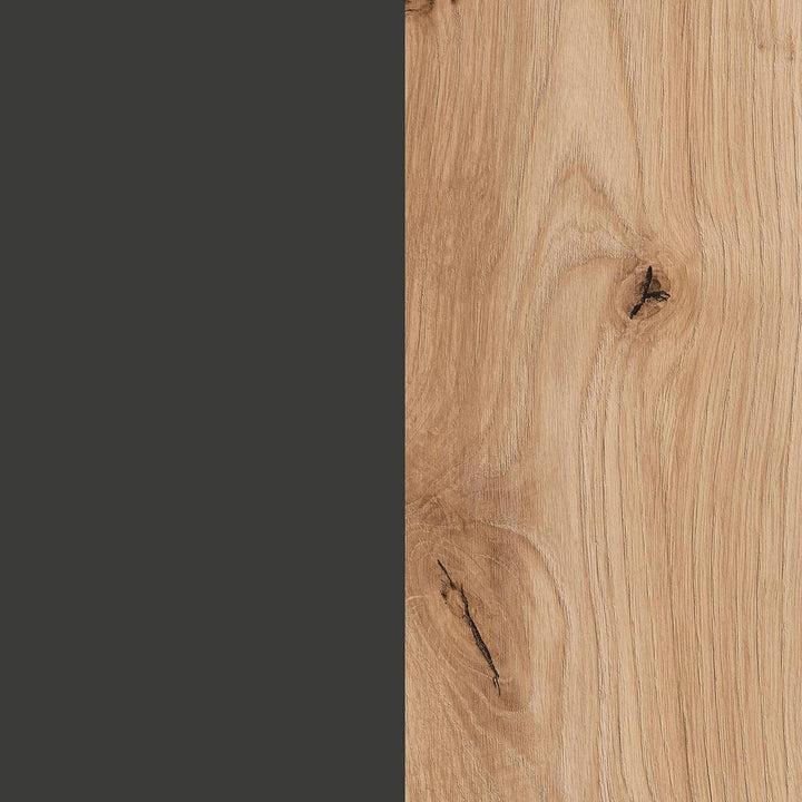Habitdesign Couchtisch, Melamin Holz, Eiche Nodi und Anthrazit, Pequeña