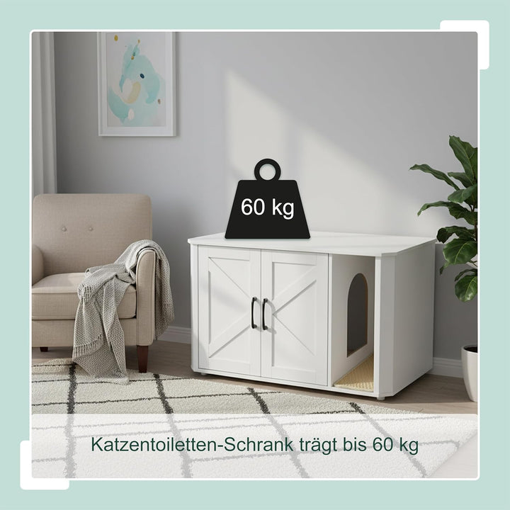 Relaxdays Katzenschrank für Katzentoilette, mit Eingang & Streumatte, Katzenklo verstecken, HxBxT: 5