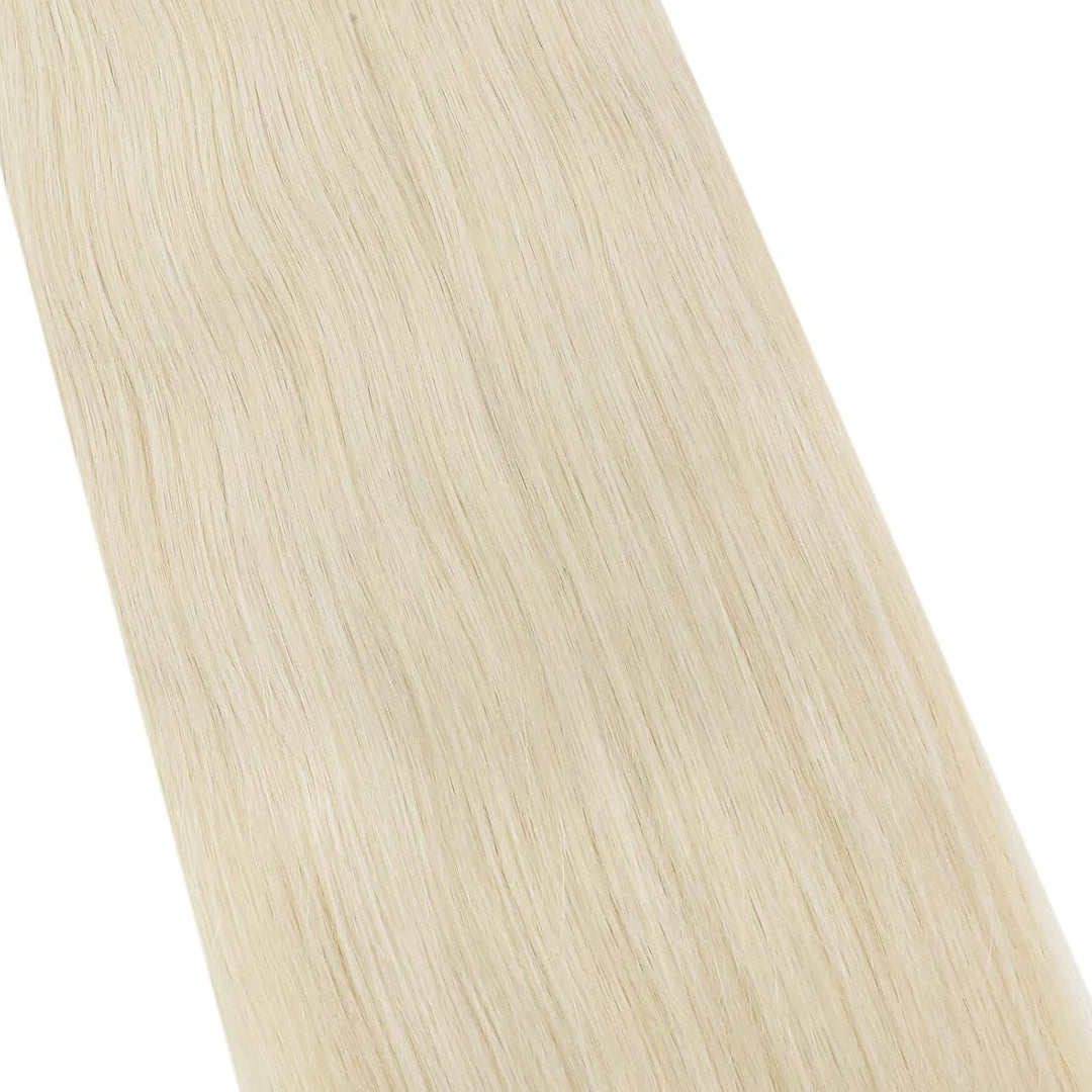 Ugeat Platinblond Extensions Echthaar Flat Bonding 60cm Keratin Bonding Echthaar Extension 50Gramm E