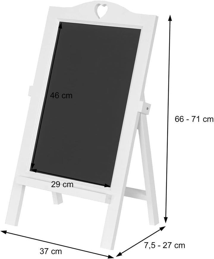Werbetafel HWC-E51, Aufsteller Kreidetafel, 66x37x27cm Shabby-Look Vintage - weiss 66 x 37 x 27 cm W