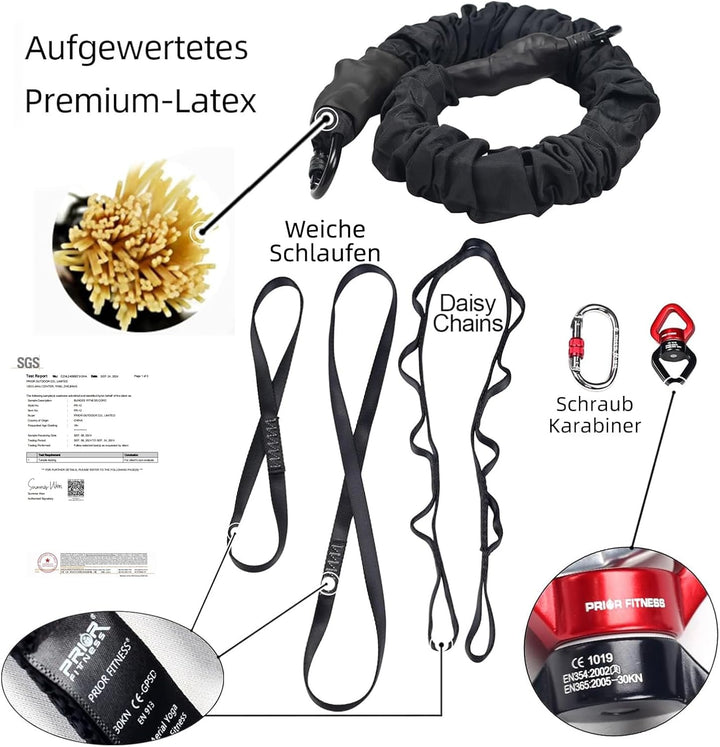 PRIOR FITNESS Bungee-Fitnessgeräte-Set, schweres Bungee-Widerstandsband, elastisches Tanz-Bungee-Sei