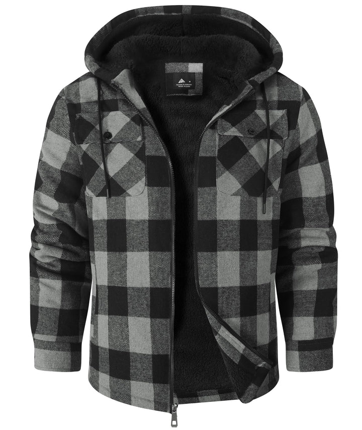 SwissWell Herren Hemdjacke Verdicken Kariertes mit Zipper Flanelljacke Plüschfutter Freizeit Gefütte