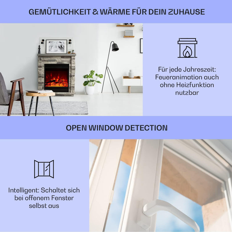 Klarstein Elektrokamin, Elektro Heizungen für Wohnzimmer & Innenräume, Elektrischer Kamin mit LED, K