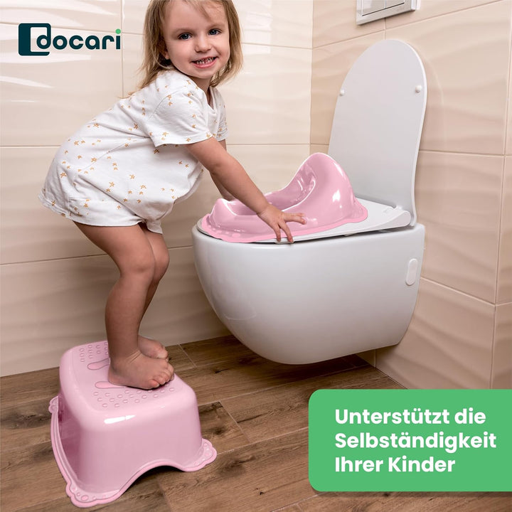 Toilettentrainer mit Treppe als Set Einhorn pink - Toilettensitz Kinder und Tritthocker Kinder - Toi