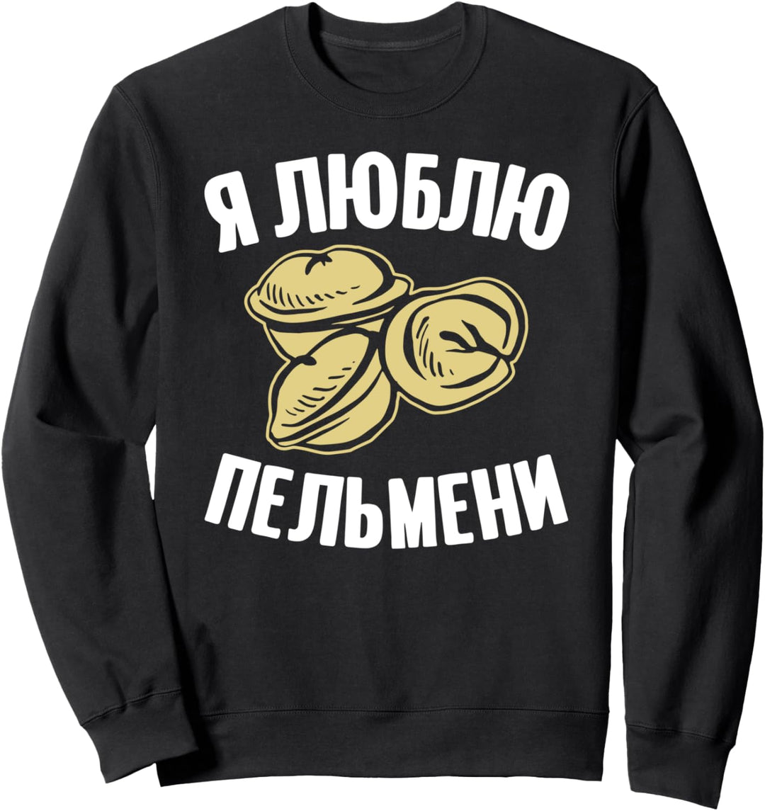 Ich liebe Pelmeni Spruch auf Russisch lustig Russland Sweatshirt