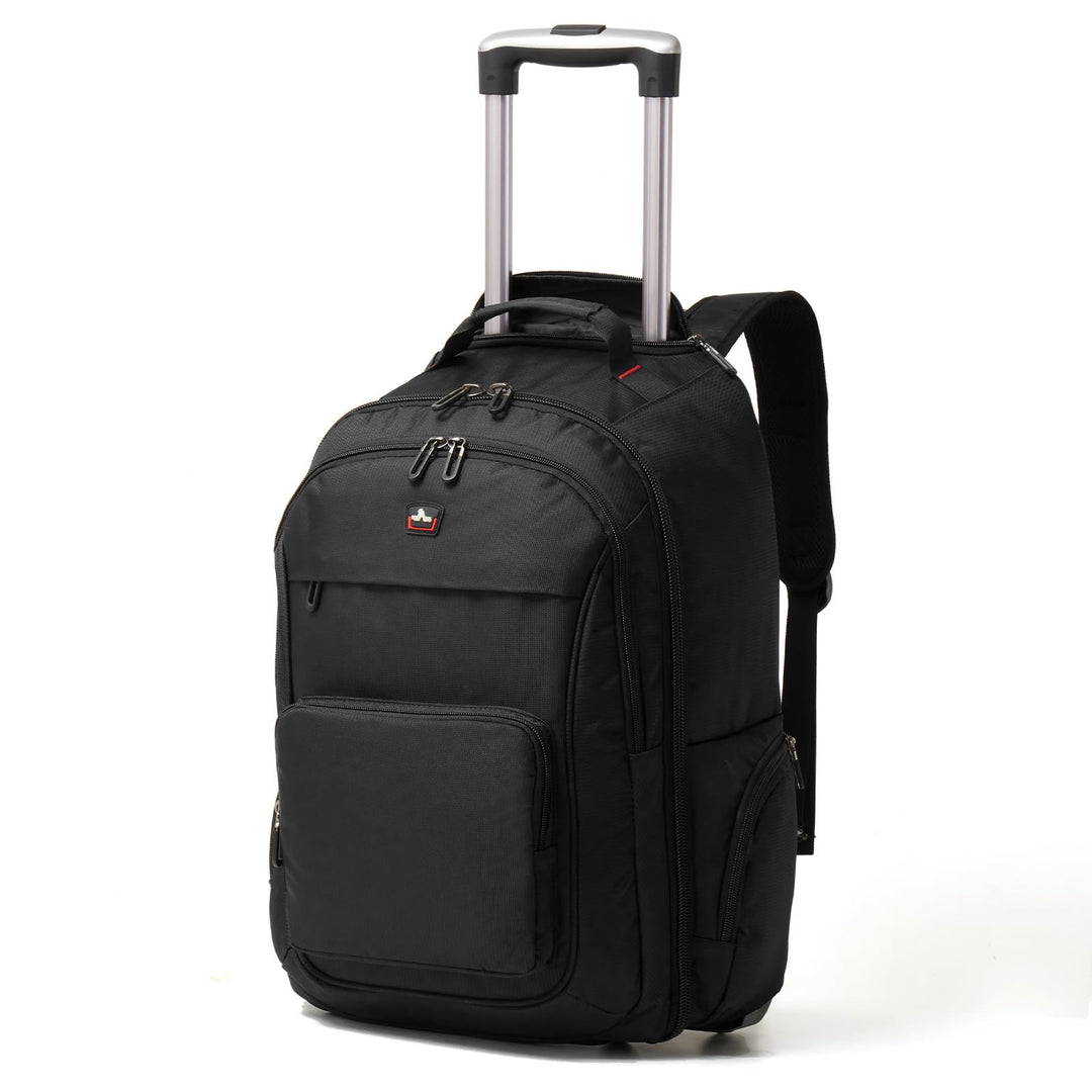 WIRABO Rucksack mit Rollen, 35L 15.6 Zoll Laptop Trolley Rucksack Gross Schultrolley Handgepäck Reis
