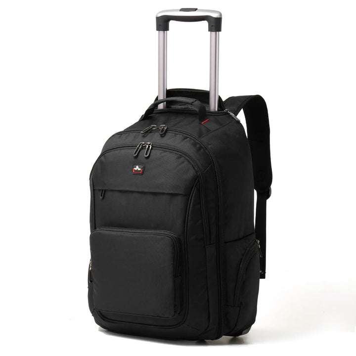 WIRABO Rucksack mit Rollen, 35L 15.6 Zoll Laptop Trolley Rucksack Gross Schultrolley Handgepäck Reis