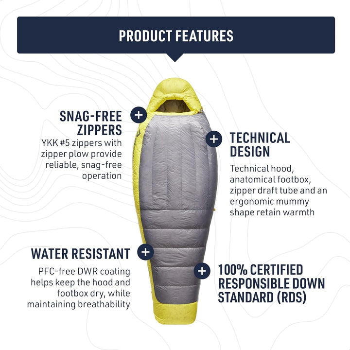 Sea to Summit Spark Ultraleichter Daunenschlafsack für Damen Long 45 Grad, Long 45 Grad