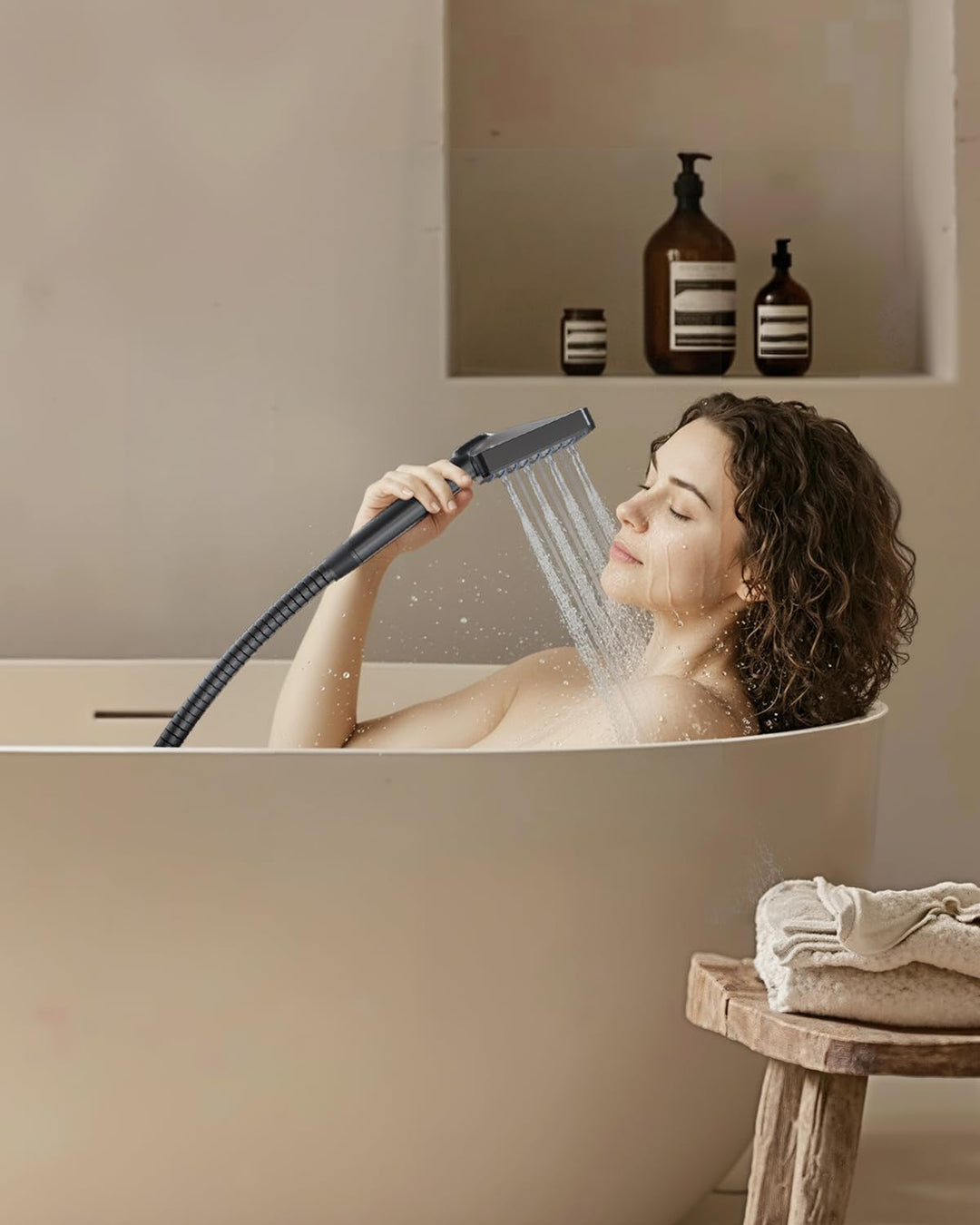 Cobbe Duschkopf mit Filter, Hochdruck-Handbrause mit 20-Schicht-Filtration, 7 Strahlarten, quadratis