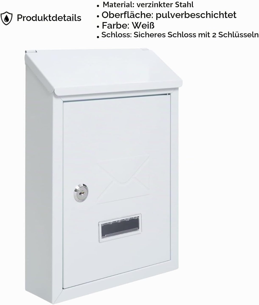 Assorted Collections Wandbriefkasten, abschliessbarer Briefkasten mit 2 Schlüsseln, wetterfester Bri
