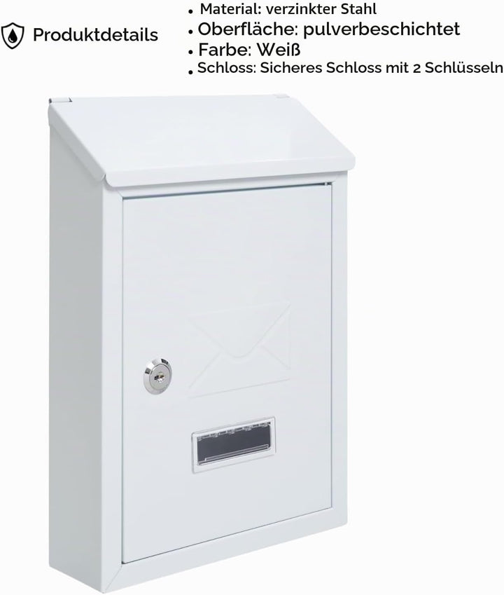 Assorted Collections Wandbriefkasten, abschliessbarer Briefkasten mit 2 Schlüsseln, wetterfester Bri