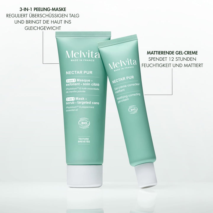 Melvita - 3-in-1 Peeling-Maske - Nectar Pur - Mischhaut bis fettige Haut - "Tonerde-ähnliche" Textur