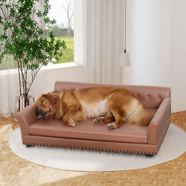 BingoPaw Hundesofa XXL für Grosse Hunde: Luxus Hundecouch aus atmungsaktivem wasserdichtem Leder - M
