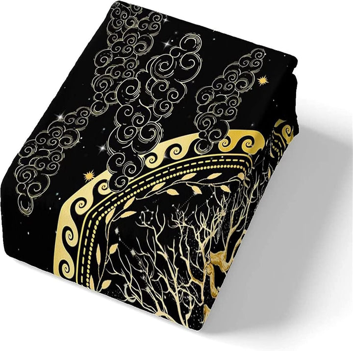 feelingyou Baum des Lebens Bettwäsche-Set,Sonne und Mond Boho Bettwäsche Set 200x200cm,Exotische Pfl