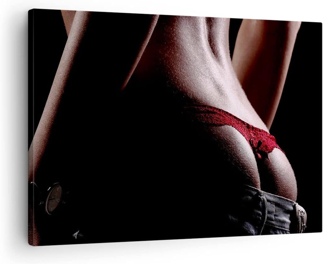 Bilder auf Leinwand Frau Körper String Leinwandbild mit Rahmen 70x50cm Wandbilder Dekoration Wohnzim