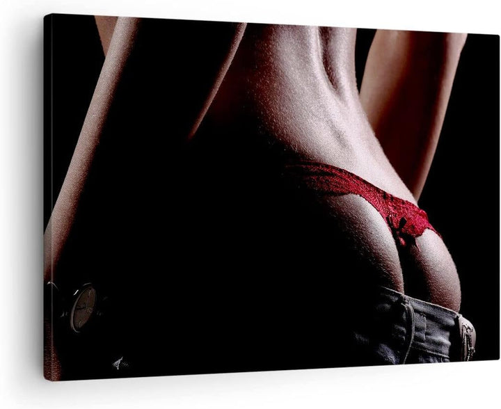 Bilder auf Leinwand Frau Körper String Leinwandbild mit Rahmen 70x50cm Wandbilder Dekoration Wohnzim