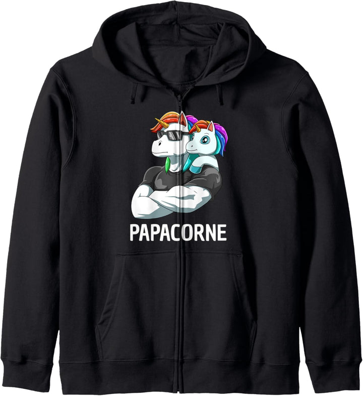 Papacorn Vater Tochter Einhorn Kapuzenjacke