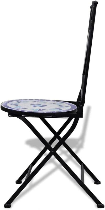 homiuse 37x44x89 cm Bistrostühle Klappbar 2 STK. Keramik Blau und Weiss Esszimmerstuhl Klappstuhl Ga