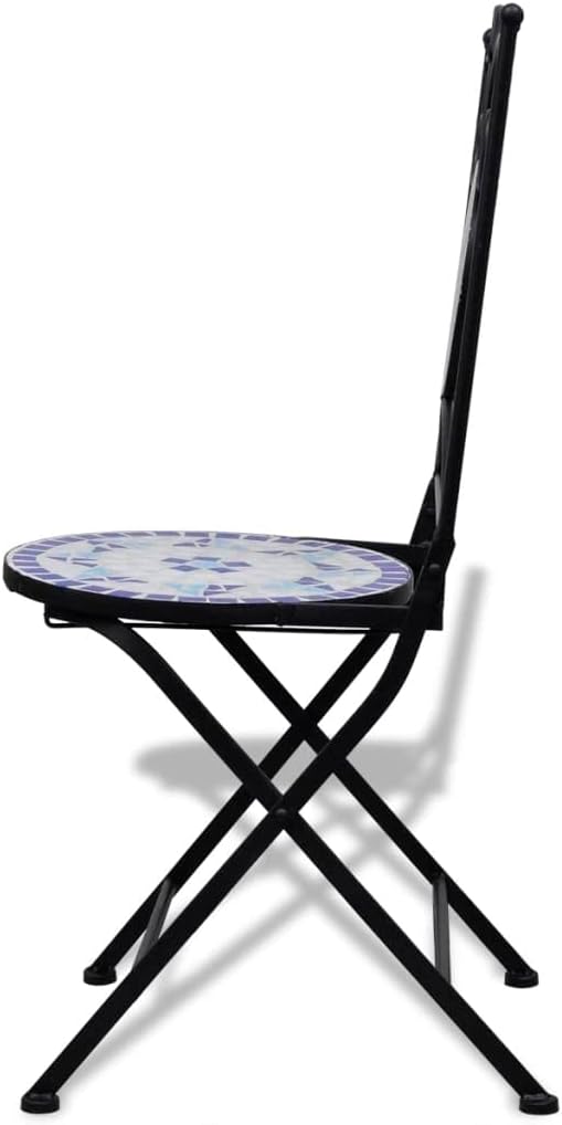 homiuse 37x44x89 cm Bistrostühle Klappbar 2 STK. Keramik Blau und Weiss Esszimmerstuhl Klappstuhl Ga