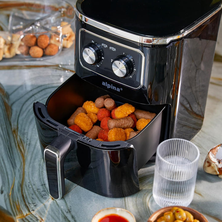 alpina Airfryer 4.5L - Heissluftfritteuse 1-4 Personen - Air Fryer mit Timer-Funktion - einstellbare