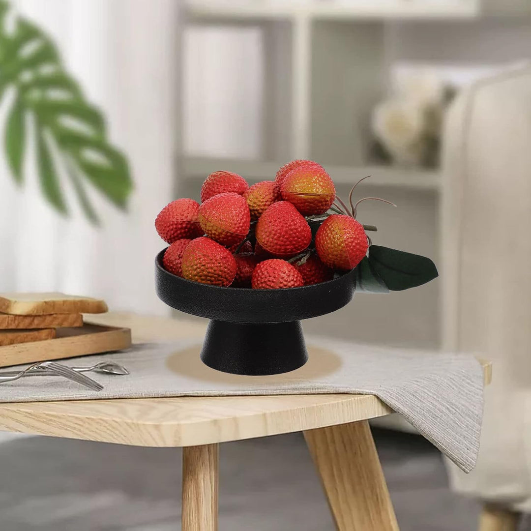 Alipis Hoher Boden Schwarze Obstschale Servierteller Mit Füssen Keramik Belüftetes Design