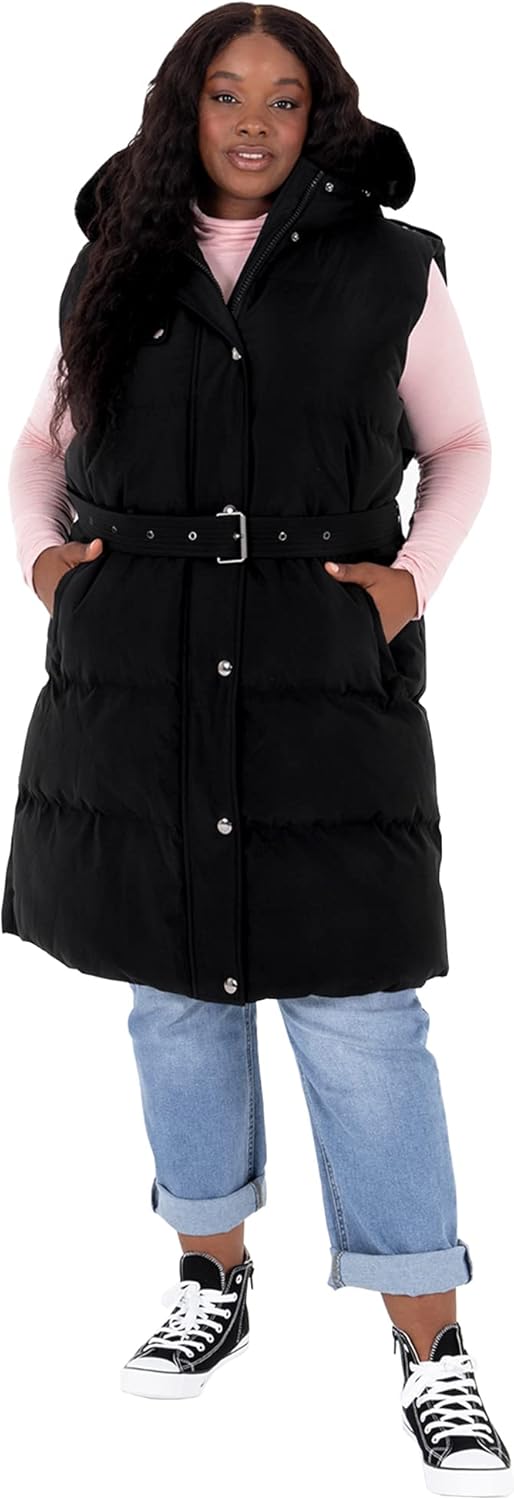 Lovedrobe Damen Ladies Womens Gilet Sleeveless Winter Jacket Coat Body Warmer Plus Size with Belt Po
