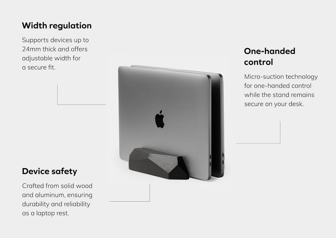 Oakywood - Laptop Ständer Vertikal - Laptop Stand aus Holz - Halterung für 2 Laptops, Verstellbar -