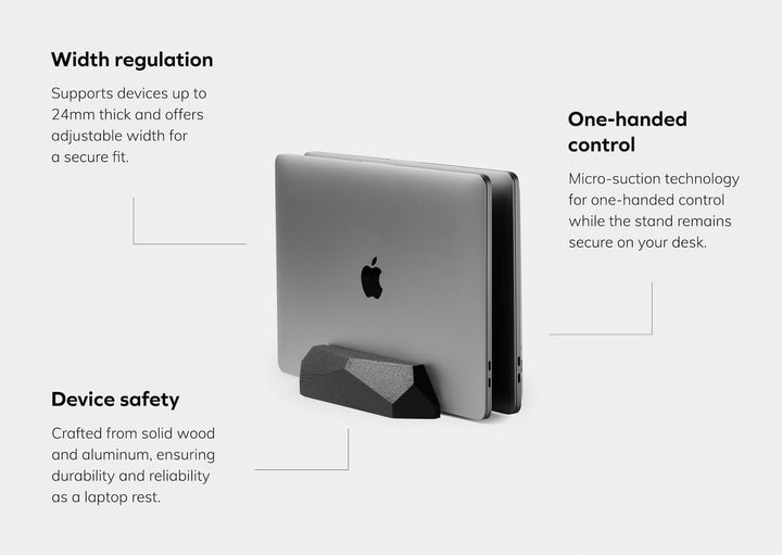 Oakywood - Laptop Ständer Vertikal - Laptop Stand aus Holz - Halterung für 2 Laptops, Verstellbar -