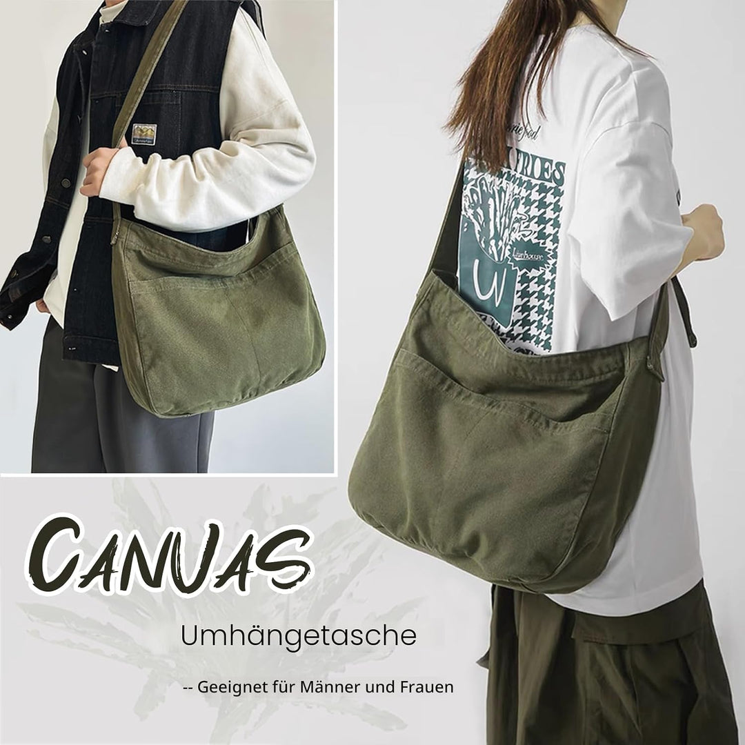 Bolso Bandolera De Lona Informal Canvas-Tragetasche für Damen, grosse Hobo-Umhängetasche, Schulterta