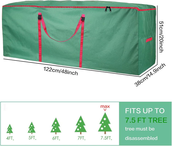 HIUOUIH Weihnachtsbaum Tasche 122 x 38 x 51 cm Tannenbaum Oxford Wasserdicht Aufbewahrungstasche Wei