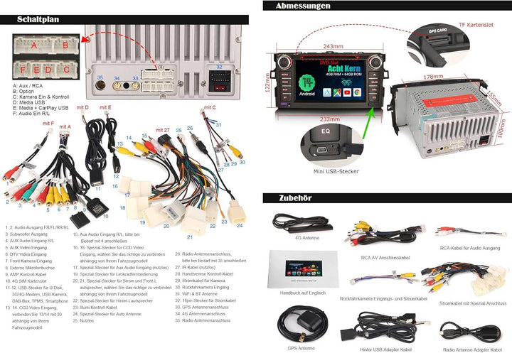 Erisin 7 Zoll 8-Kern Android 12 Autoradio mit GPS für Toyota AURIS Unterstützt Kabellos CarPlay Andr