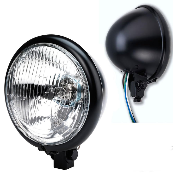 Germany Motorsports Motorrad Haupt Front Scheinwerfer Bullet Bates-Style schwarz E-geprüft universal