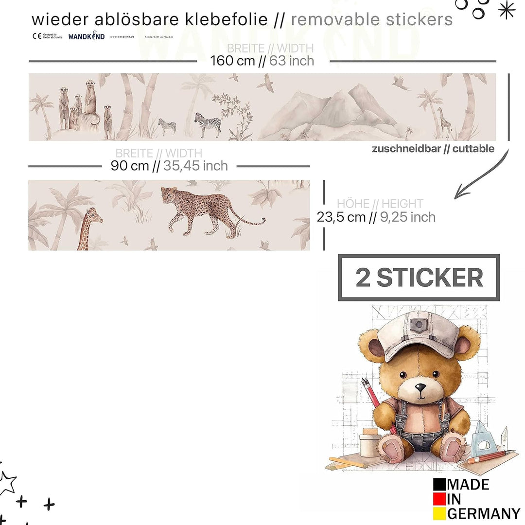 WANDKIND Aufkleber für IKEA KURA Kinderbett Hochbett Klebefolie Möbelfolie Sticker Kinderzimmer Safa