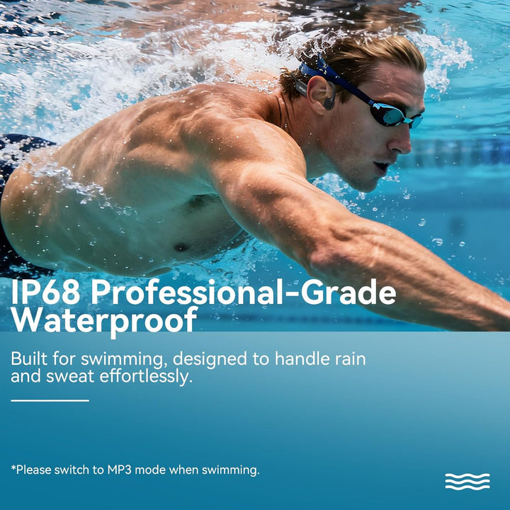 Belife B11 Bone Conduction Headphones, IP68 Waterproof Earbuds for Swimming, 32GB & Bluetooth 6.0 Wi