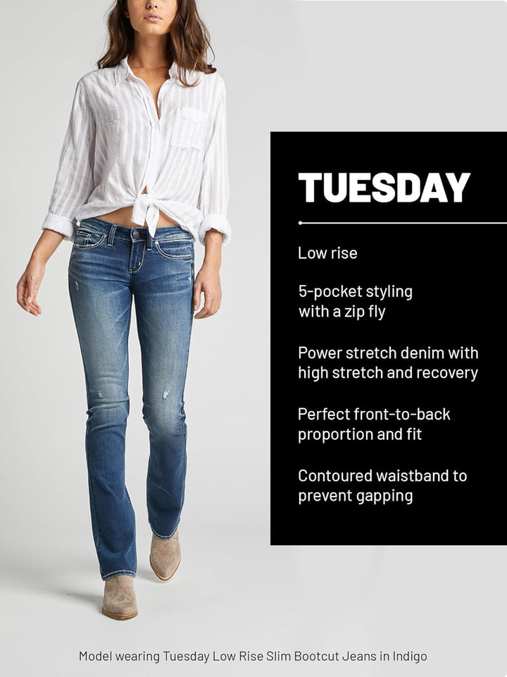 Silver Jeans Damen Tuesday Low Rise Slim Bootcut Jeans 24W / 31L Indigo, 24W / 31L Indigo